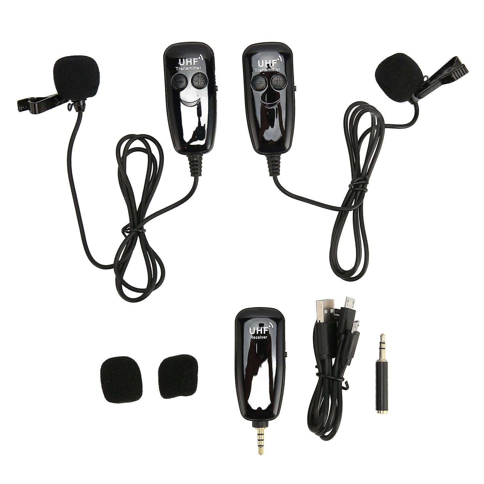 Lavalier Wireless Microphone UHF Noise Cancelling wiederaufladbare tragbare Clip-On-Mikrofone für Live-Streaming-Interview