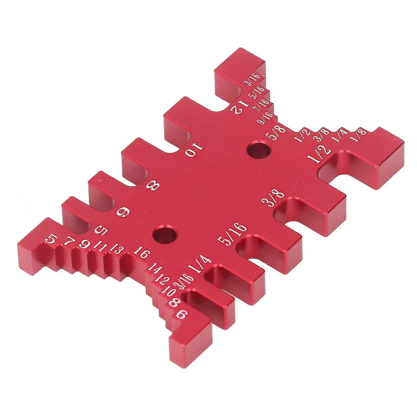 Dovetail Jig Tenon Caliper Aluminum Metric Imperial Scale Card Measuring Woodworking Tool Red