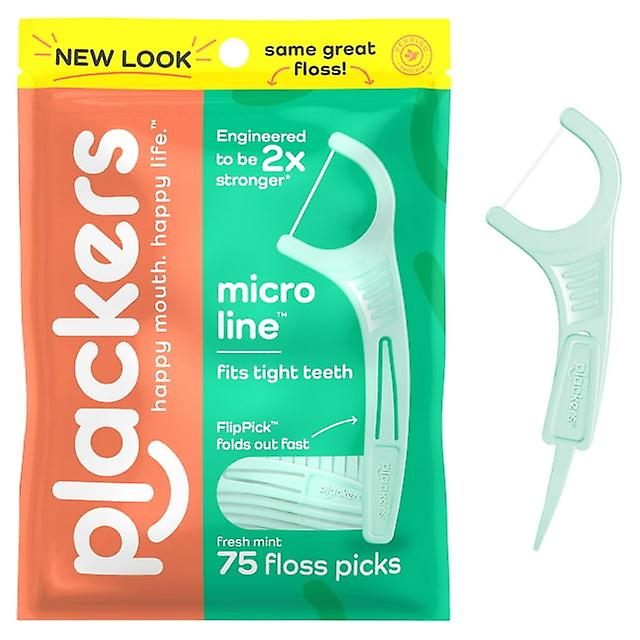 Plackers Back Teeth Micro Mint Dental Floss Picks, 75 Count