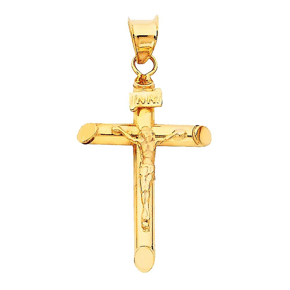 Collier pendentif crucifix en or jaune 14 carats 17x25mm-Pendentif pour femmes - 1,2 grammes