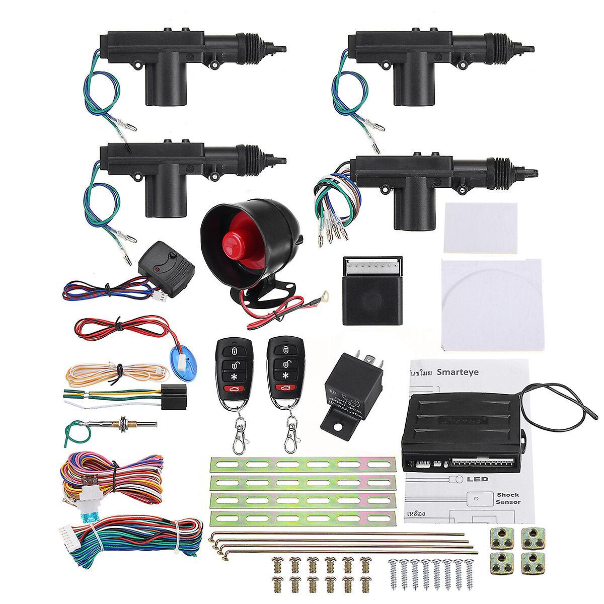 Remote Control Car Alarm System Keyless Entry Security 2 4 Door Power Lock Actuator Motor Kit