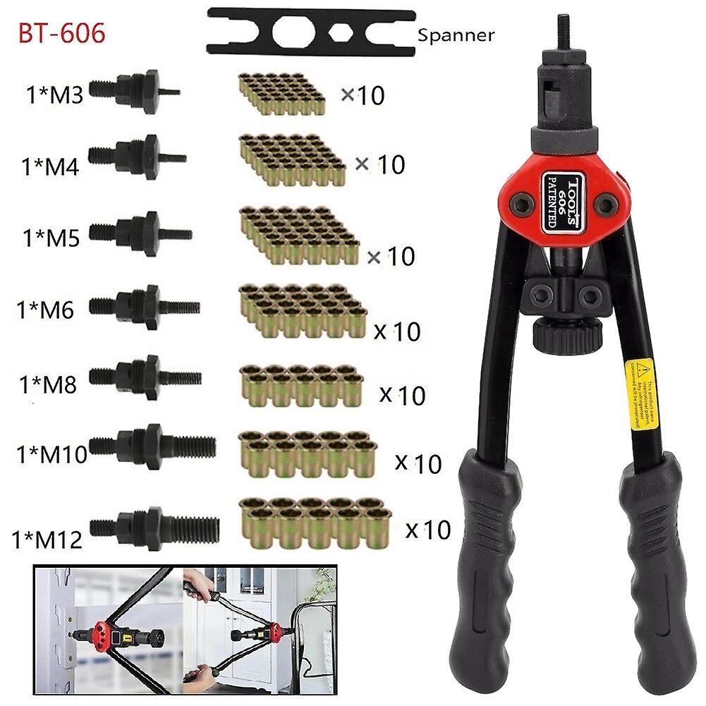 Bt-606 Riveter Gun Tool Hand Riveter Interchangeable Mandrel Insert Threaded Nut Rivet Drilling Rivet Tool M3-m12 Spare Part