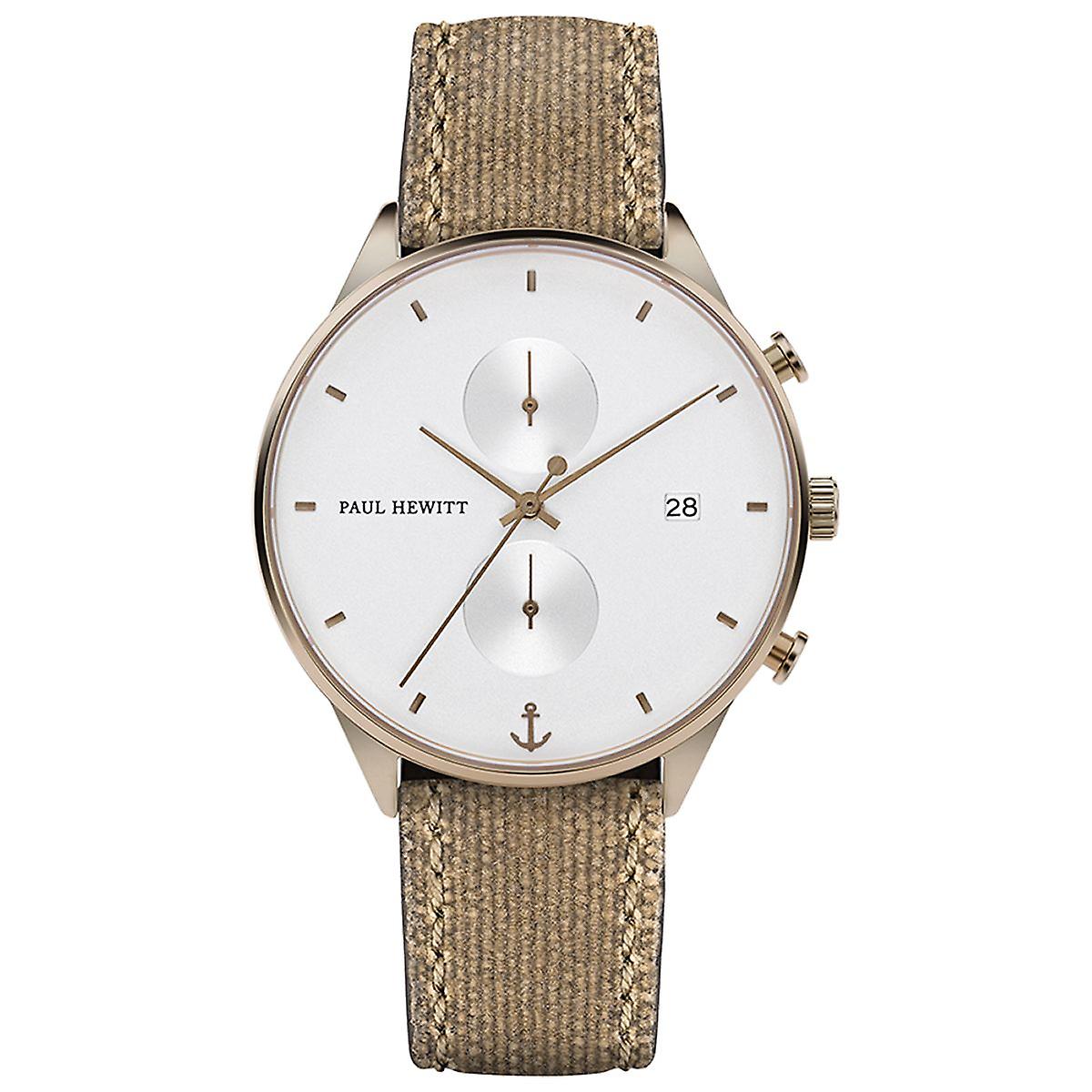 PAUL HEWITT Men's Watch Analog Quartz Chronograph PH-C-Br-W-47M Leather Textile