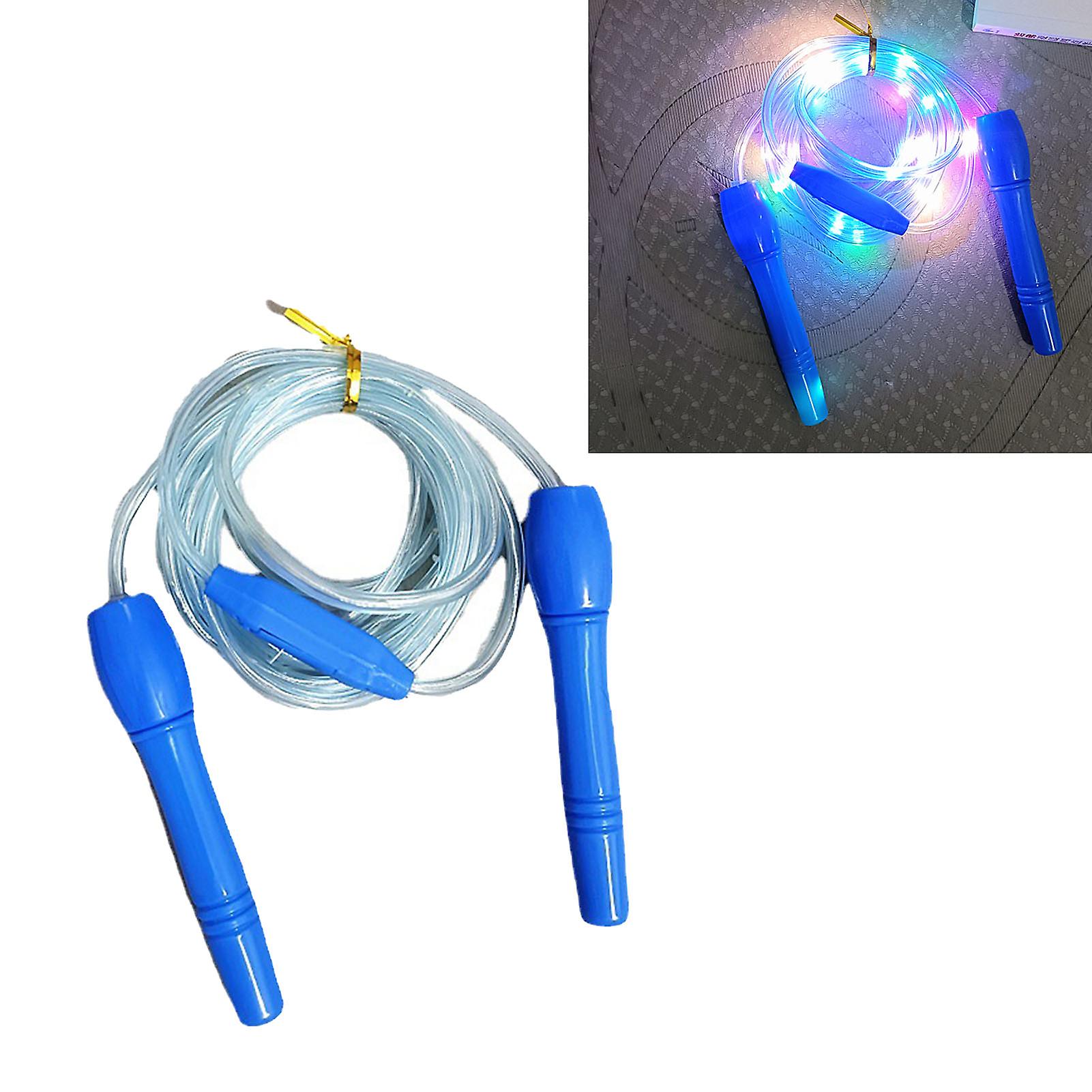 Adjustable Glowing Skipping Rope Glow in The Dark Jump Rope for Adults Kids Children Blue 
