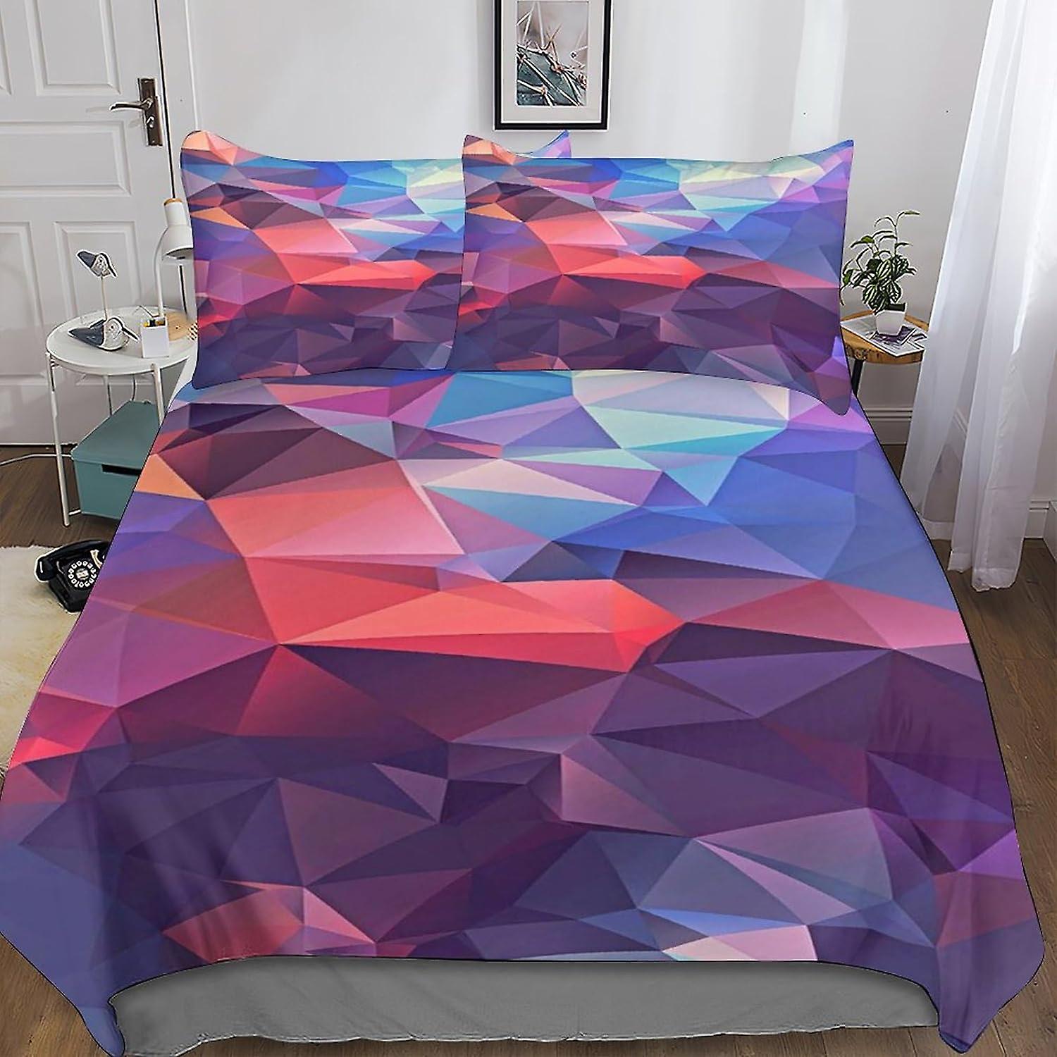 HOUKIG 3D geometriska mönster effekt barn och vuxna tryckt täcke set med örngott Täcke sängkläder (3d konstnärliga innovationer)