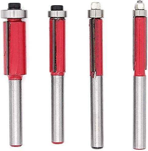 4 Pieces 1/4 "Copy Milling Cutter DIY Carpentry Milling Tools Cutter with Top Bearing, Shank Flush T