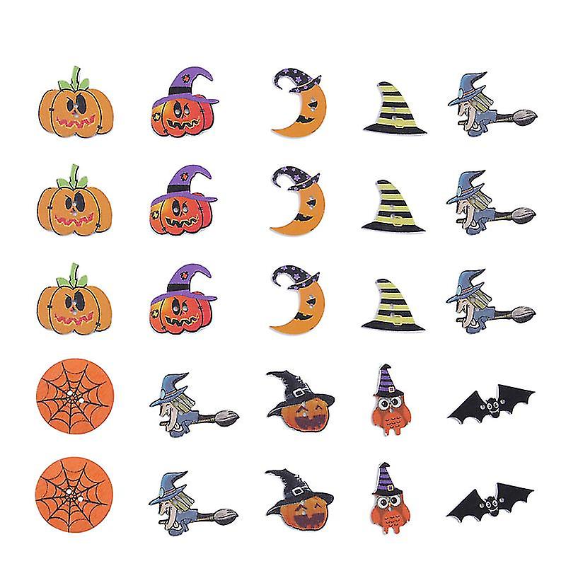 25pcs Wooden Buttons For Halloween Decorations