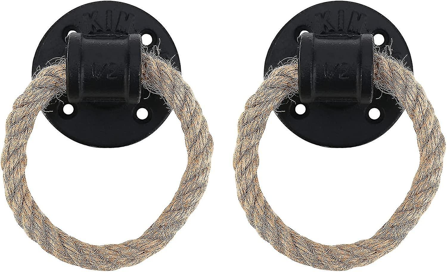 Vintage Iron Pull Handle With Hemp Rope Wall Mount Hanging Pull Ring