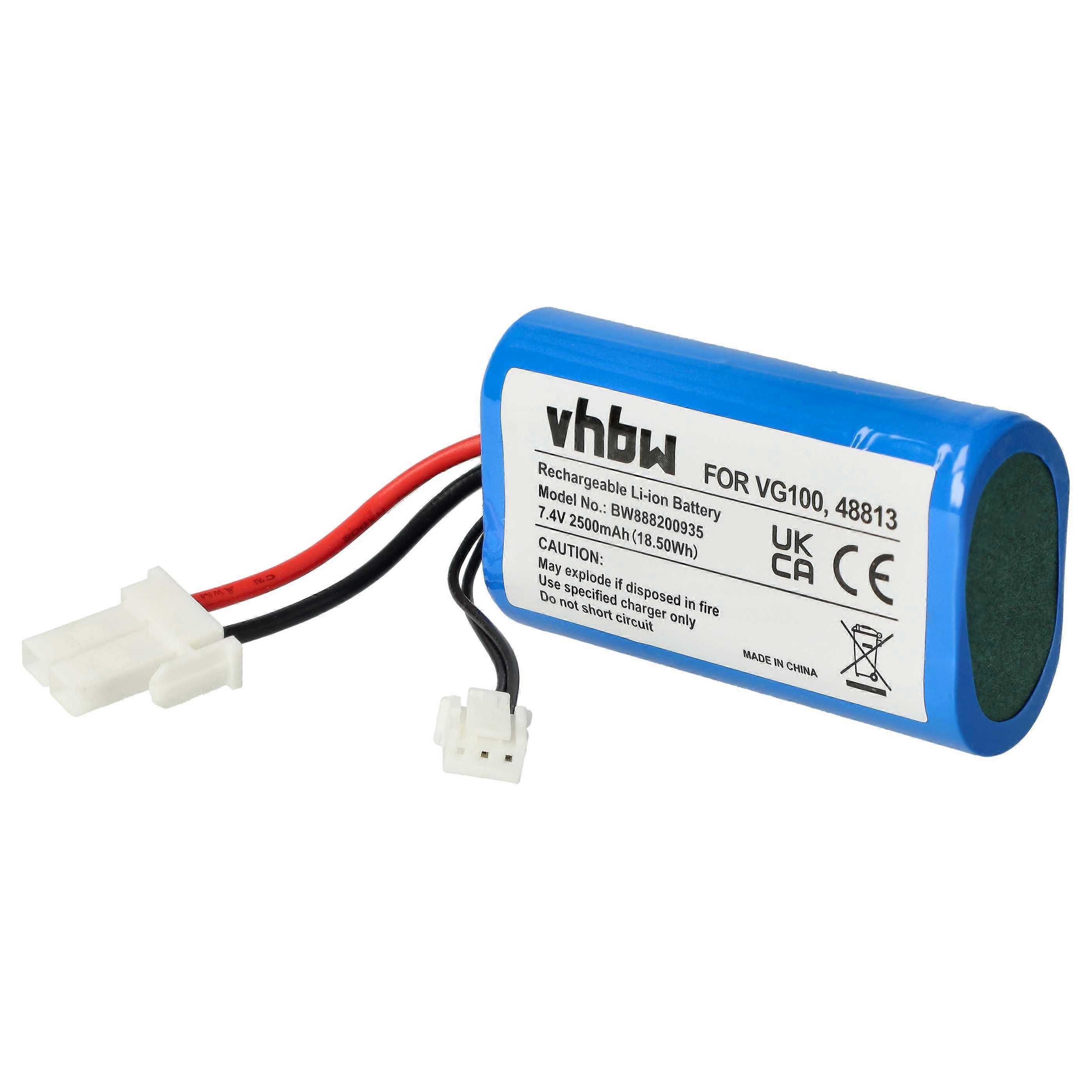 vhbw battery compatible with Vorwerk Kobold VG100 Home Cleaner home robot black (2500 mAh 7.4 V Li-I