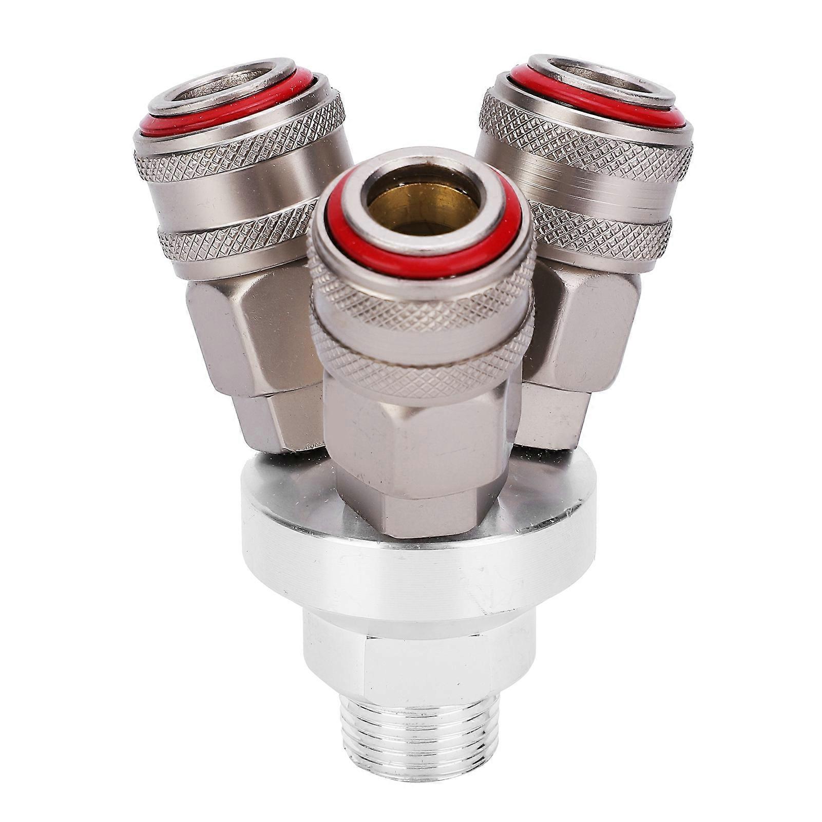 3 Way Connector Chrome Plated Pneumatic Component Carbon Steel G1/2in Thread Quick Coupler