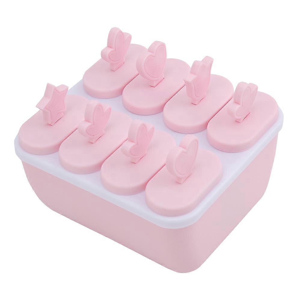 8 Grid Self Made Freezing Ice Cream Mold Pp Material Frozen Ice Popsicle Mold With DIY(Pink)