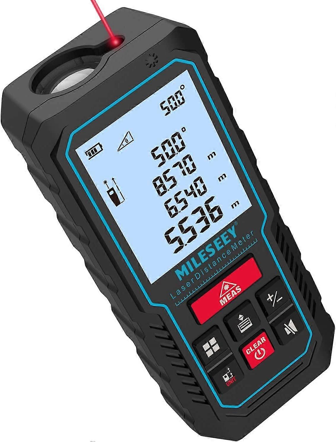 40M Laser Distance Meter, Laser Meter with Improved Electronic Level, Accuracy +/- 2 mm, Length/Height/Area Distance Measurement, 2''LCD Backlight, Mu