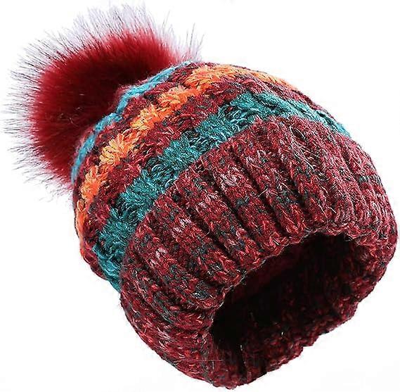 Dammössa Vintermössa med pompom i fuskpäls