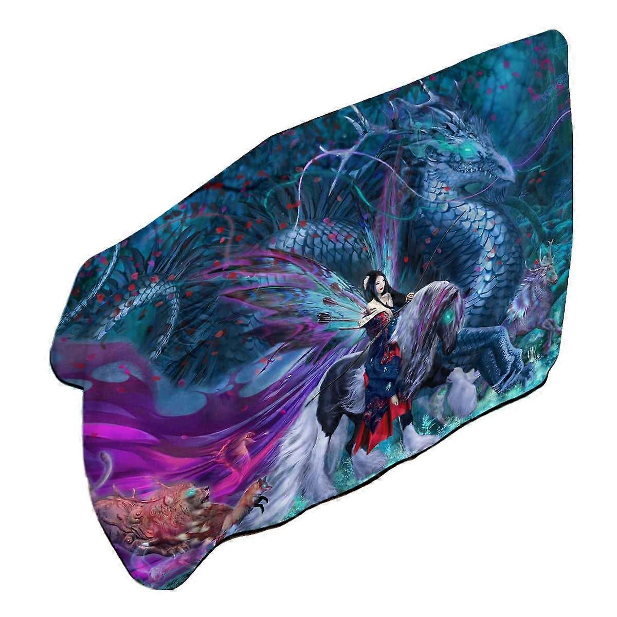 Cool Fantasy Digital Art Ride of the Yokai Microfiber Beach Towel