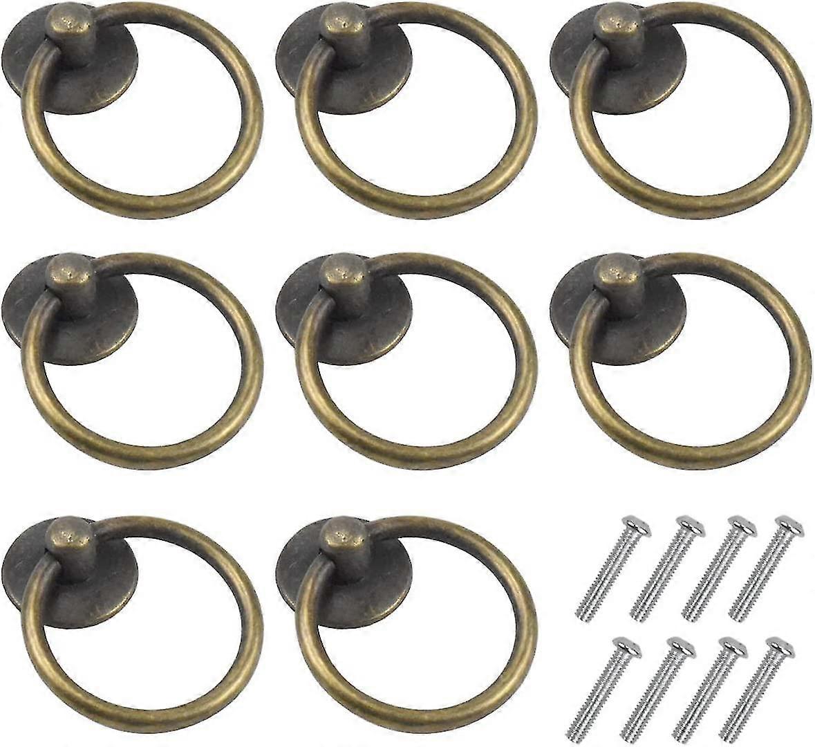 8 قطع خمر درج مقبض مجلس الوزراء مقبض جولة خزانة مقابض درج حلقة المقابض حلقة مجلس الوزراء سحب مقبض سبائك الزنك العتيقة لباب المطبخ مضمد