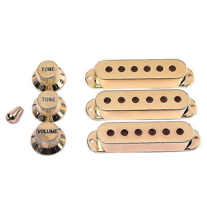 Gitarren 6 Loch Single Coil Tonabnehmer Abdeckung & 1V2T Knopf Schalterspitze 3er Set Gold
