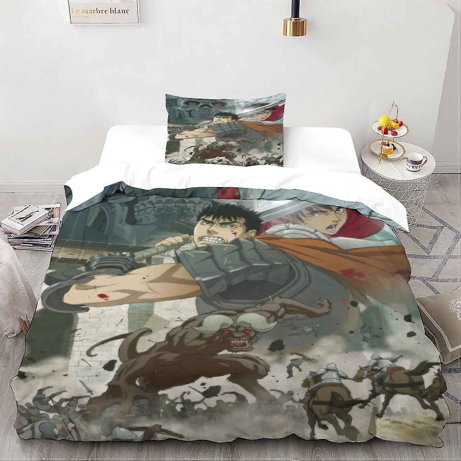 قطع هجوم على تيتان أنيمي غطاء لحاف طقم اليابان طباعة الفراش لحاف غطاء لحاف ، فائقة النعومة هيبوالرجينيك ستوكات مفردة 135 * 200 سم