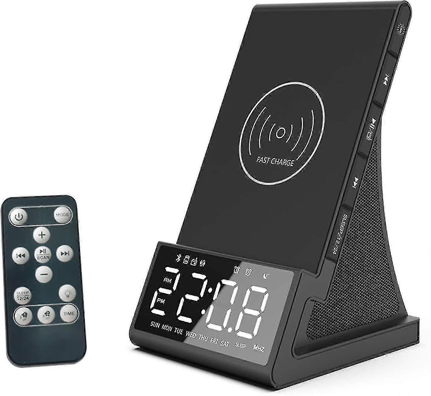 Smart väckarklocka radio med sovrum trådlös USB-laddningsfunktion, Bluetooth-högtalarklocka