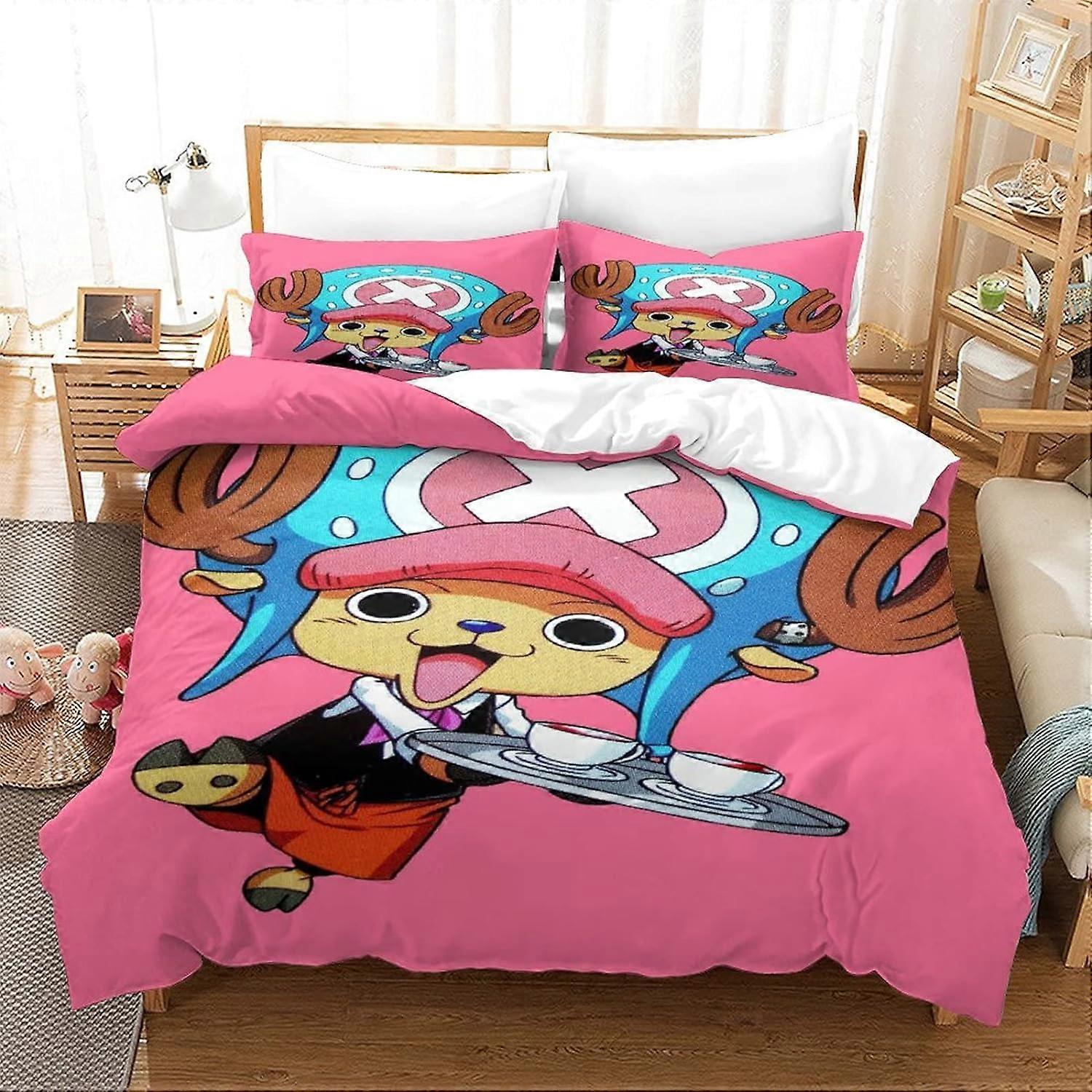 Poszwa na kołdrę Chopper Wzór anime Drukowana pościel Poszewka na kołdrę z zapięciem na zamek błyskawiczny do Home Decro, zestaw pościeli z mikrofibry dla dzieci 135 * 200 CM