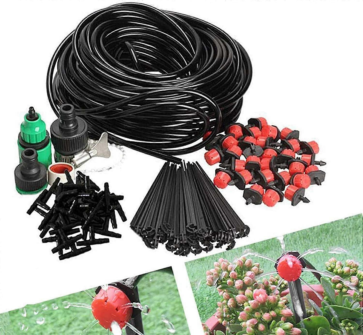 Sunrain Irrigation System 25m, Irrigation Sets Micro Drip Irrigation Kit Automatic Sprinkler Drip