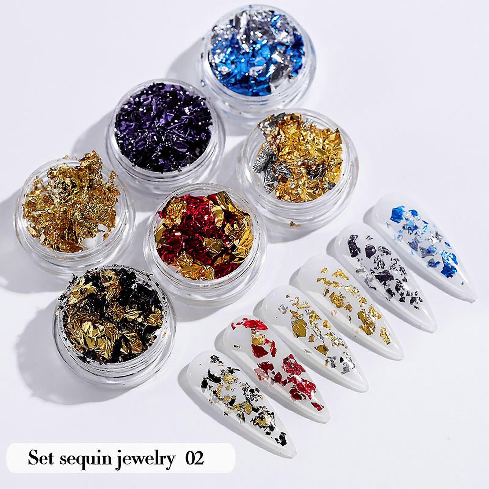 Nail Art Sequins Nails Gold And Glitter Heart-shaped Patch Set