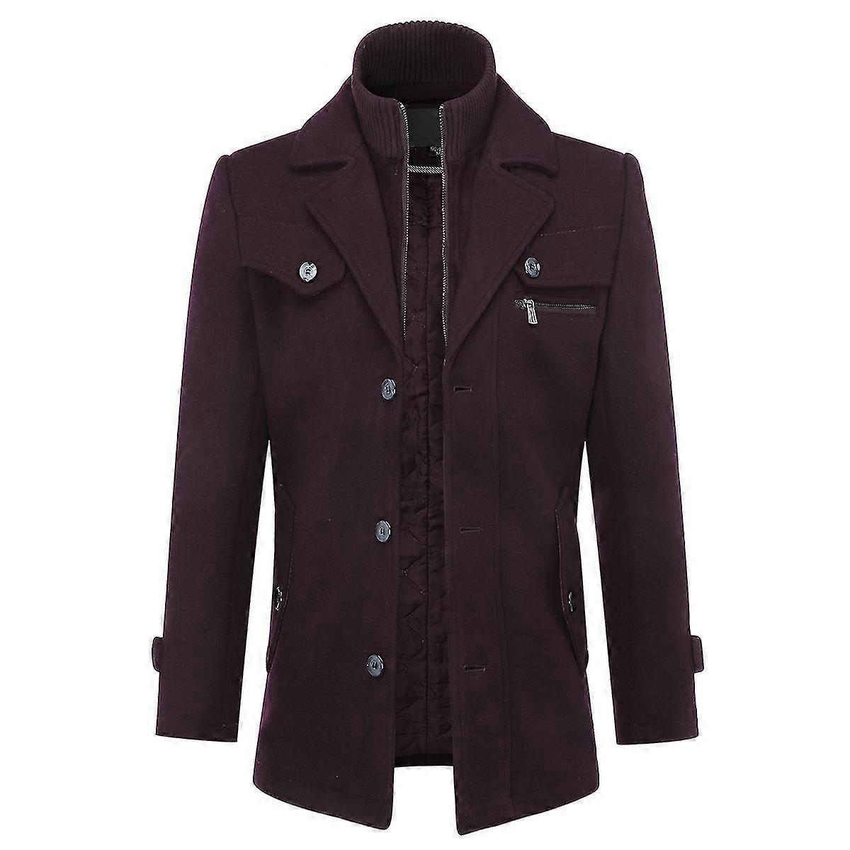 معاطف رجالية العادية تناسب الصوف خندق معطف سميك الشتاء معاطف منتصف الطول السترات العسكرية