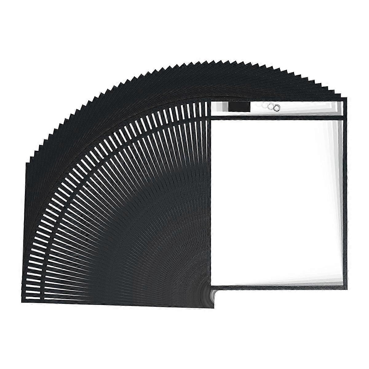 50PCS Job Ticket Holders,Dry Erase Pockets,10x14Inch,Black,Reusable Plastic Sleeves for Paper, Clear Shop Ticket Holders