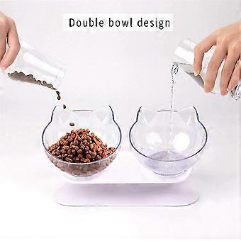 Orthopedic Anti-vomiting Pet Bowl With Raised Stand, Double Bowl Cat Feeder, 15 Tilted Platform, Perfect