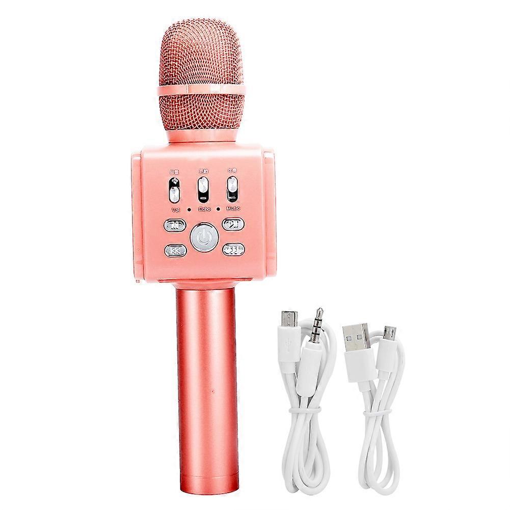 Wireless Bluetooth Karaoke Handheld Microphone Portable with Mobile Phone Stand for PartyRose Gold NO.1397