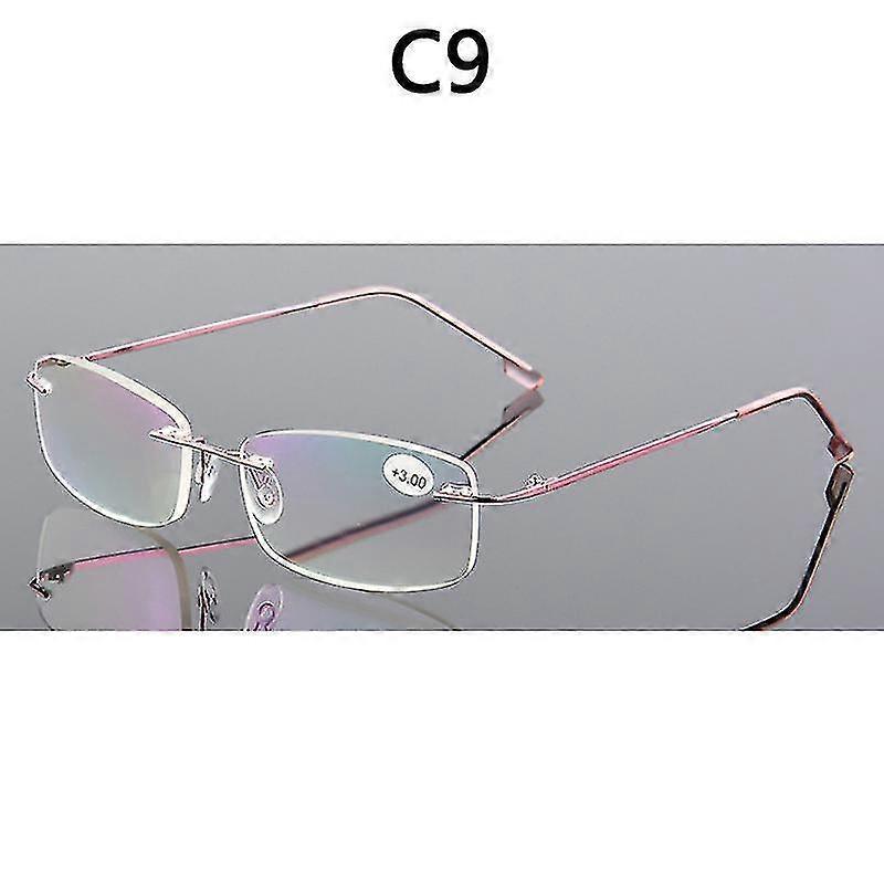 Rimless Reading Glasses Men Titanium Alloy Fold Women Square Eyeglasses