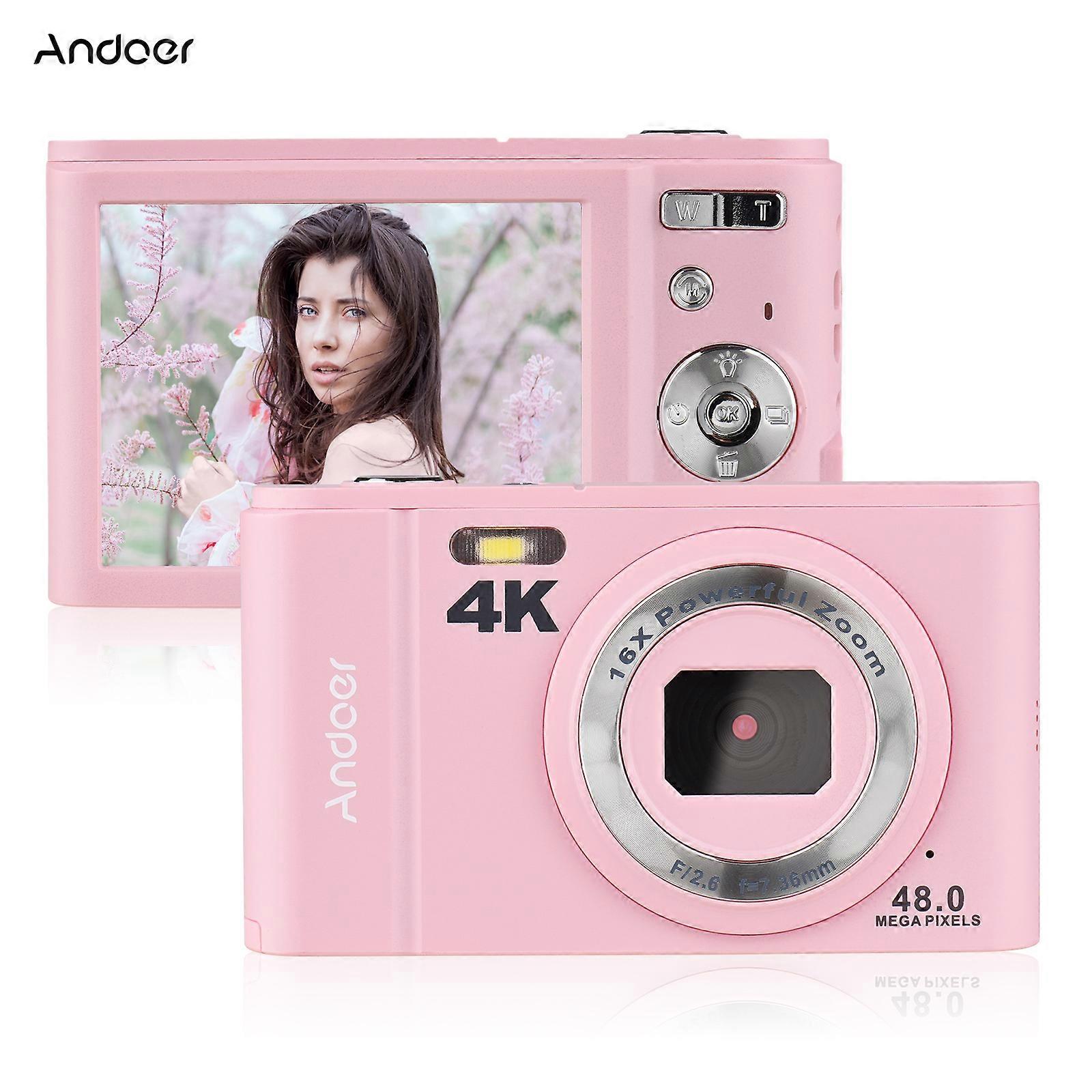 Andoer Portable Digital Camera 48MP 4K 2.8-inch IPS Screen 16X Zoom Self-Timer 128GB Extended Memory Face Detection Anti-shaking with 2pcs Batteries H