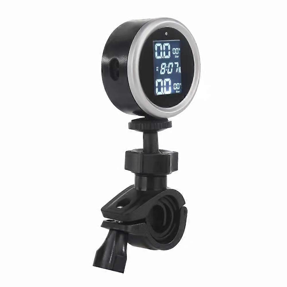 Universal Motorcycle Waterproof Digital Display Motorcycle Tire Pressure Monitor Set Tire Pressure Tire Temperature Battery Time Display Solar Intelli