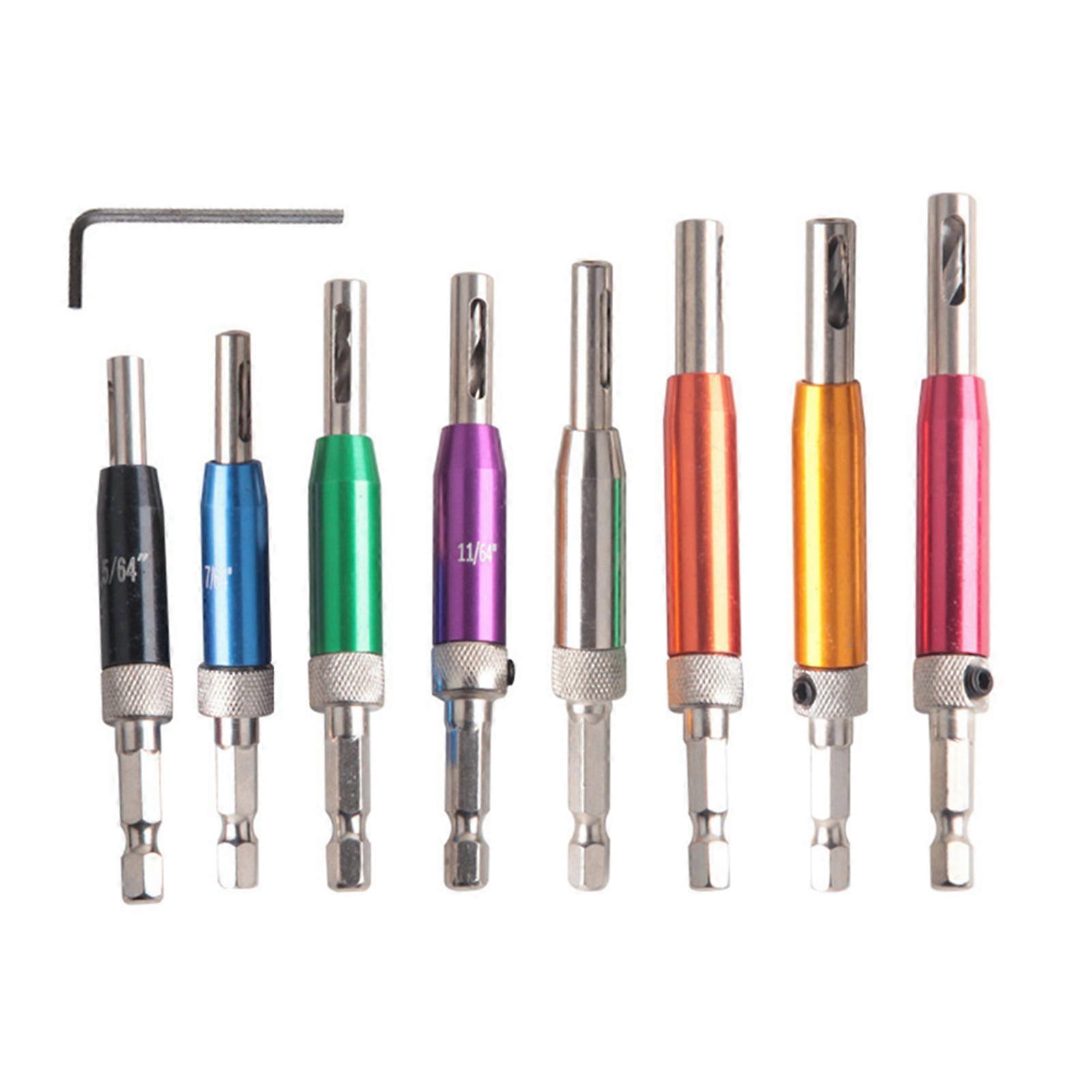 9pcs Hinge Drill Bits Set Hole Opener Position Integrated Tool Hexagon Handle