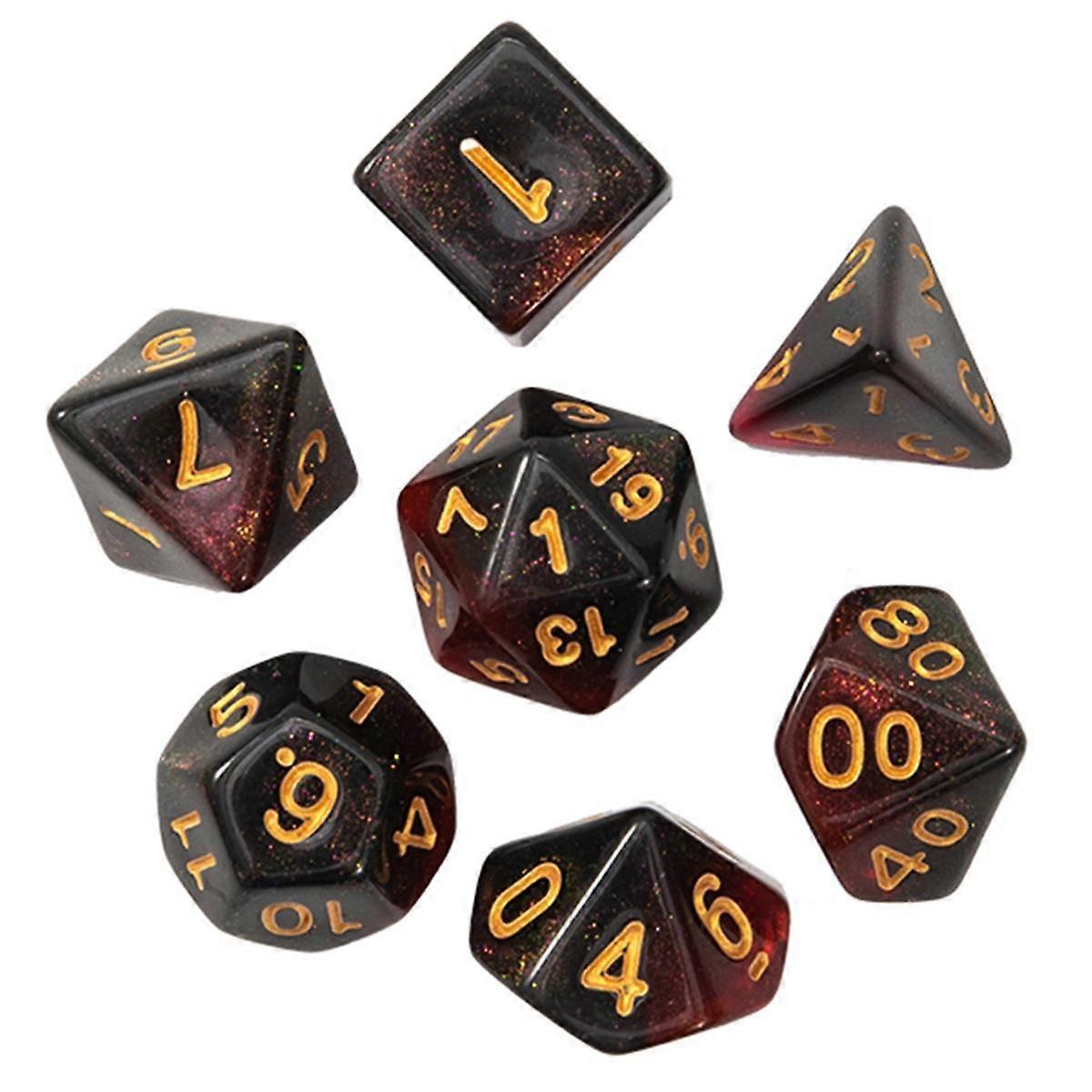 Black+Red Set of 7 Two-Color Multi-Faceted Digital Dice Running Group Game Colorful Dice DND