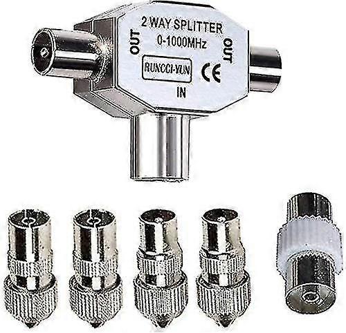 T-shaped Antenna Splitter - 2-way Antenna Distributor - 2x Coaxial Socket For Dvb-t/bk - 0-1000 Mhz