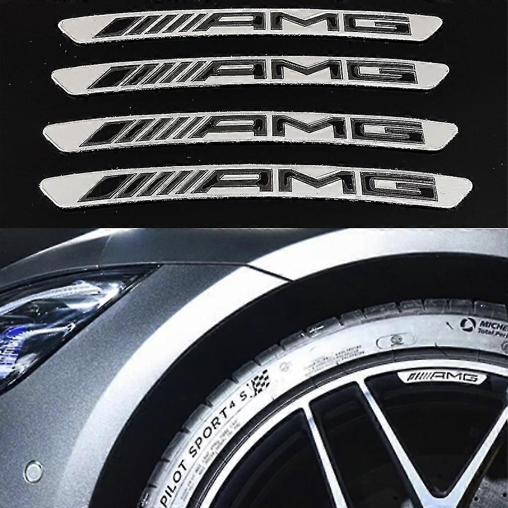 4Pcs κράμα Mercedes amg ρόδα ζάντα αυτοκόλλητο έμβλημα έμβλημα ασημί