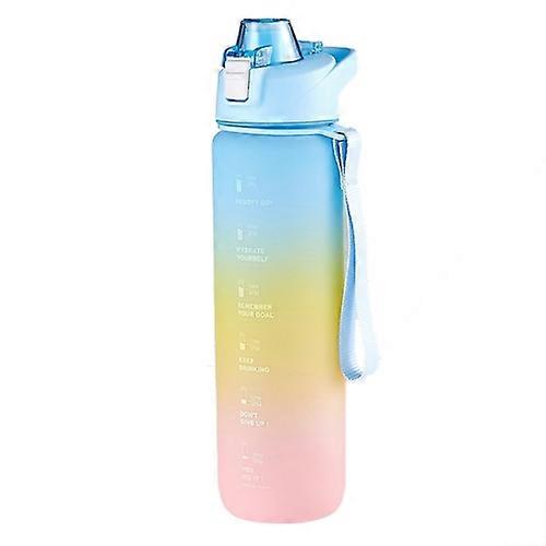 1000ml Large Capacity Gradient ColorsPlastic Sports Water Cup