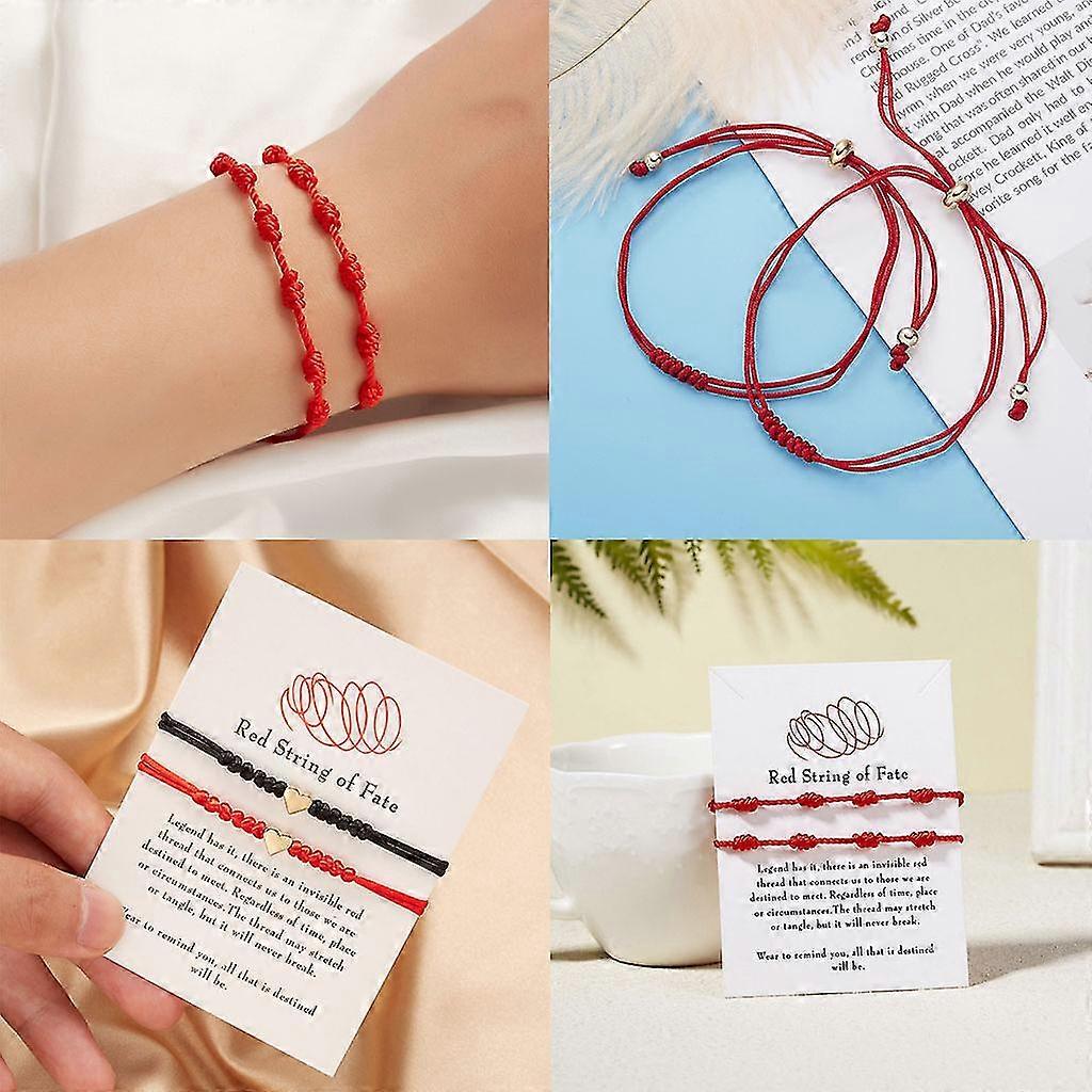 2 Pcs Lucky Red String Bracelet Kabbale Amulette 7 Nœuds Protection Corde Cadeau