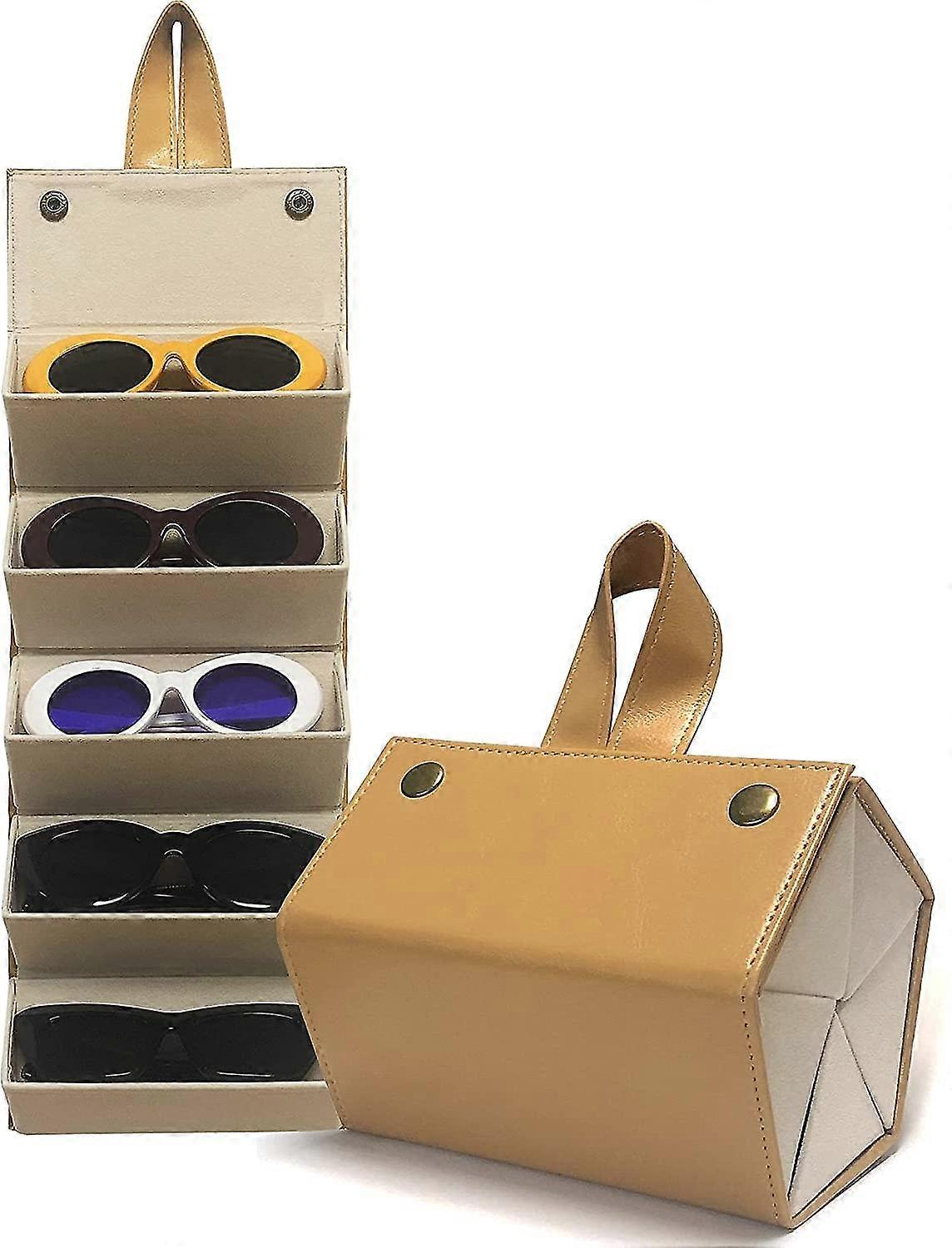 Sunglasses Organizer 5 Slots Travel Glasses Case Multiple Pairs Eyeglasses Storage Box Hanging Eyewear Holder