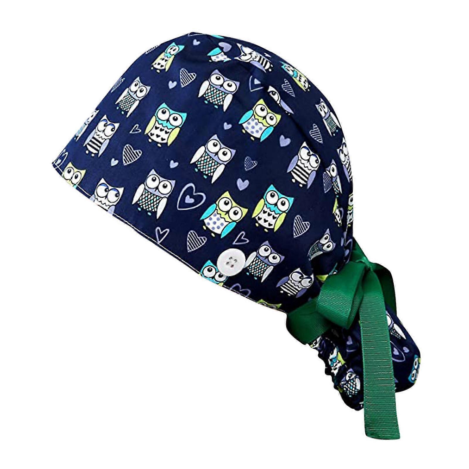 Scrub Cap With Buttons Bouffant Hat With Sweatband For Womens And Mens