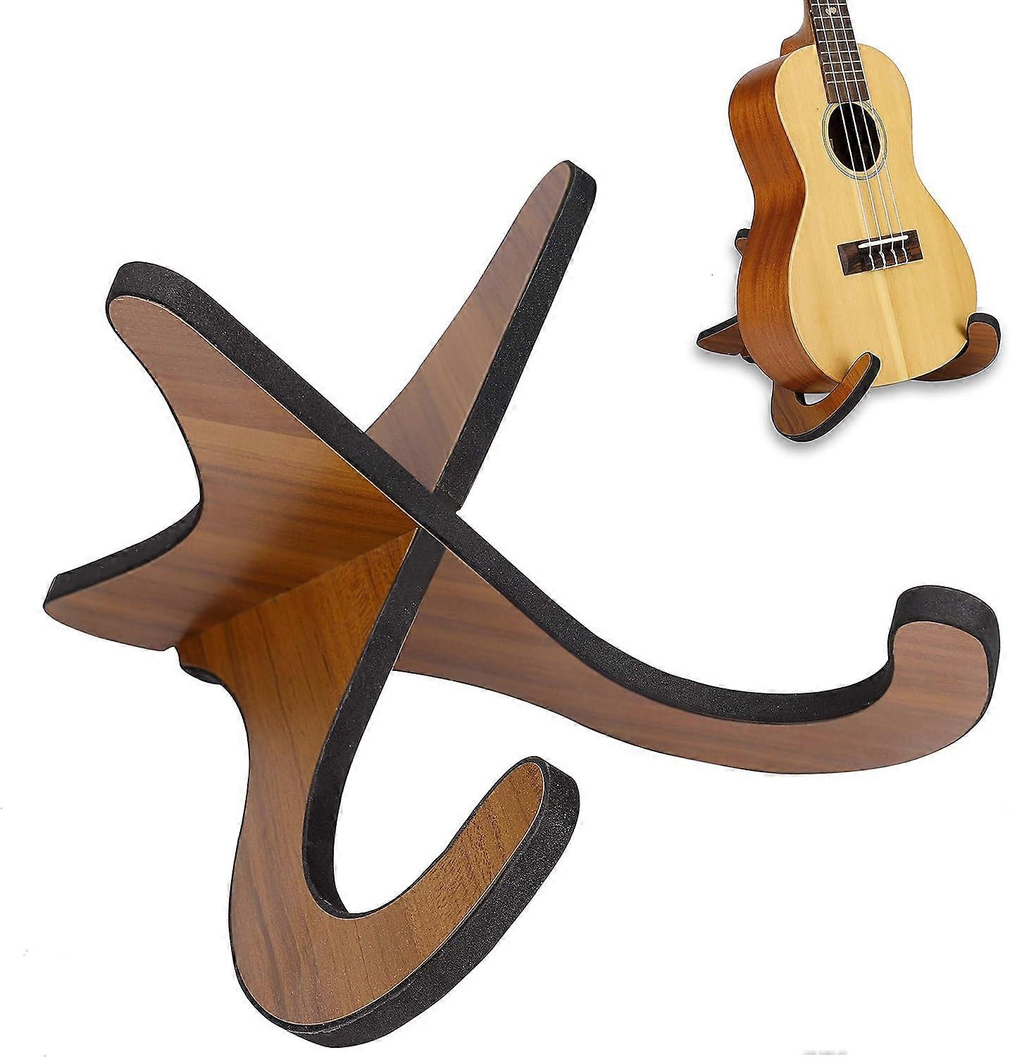 Detachable Wooden Ukulele Stand Foldable Guitar Stands Sturdy X-Shaped Frame with Soft Edge for Ukulele, Violin, Mandolin and Banjo