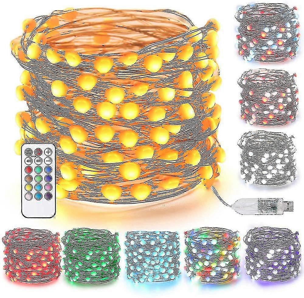Color Changing String Lights 33ft 50 Led Bigger Color Changing Usb String Lights With Remote Control, Twinkle Fairy Led String Lights