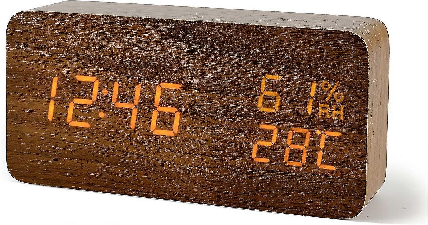 Alarm Clock Digital Table Clock Led Date Humidity Temperature Wood Look Floor Clock Decoration Alarm