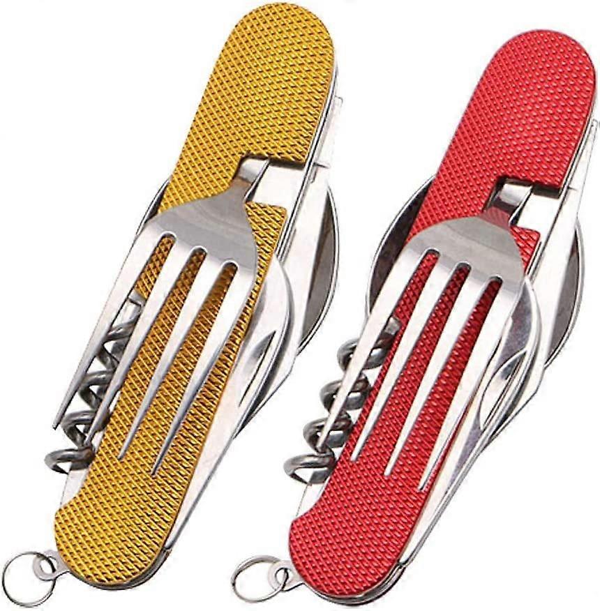 Camping Besteck Set 6 in 1 Edelstahl Klappbesteck