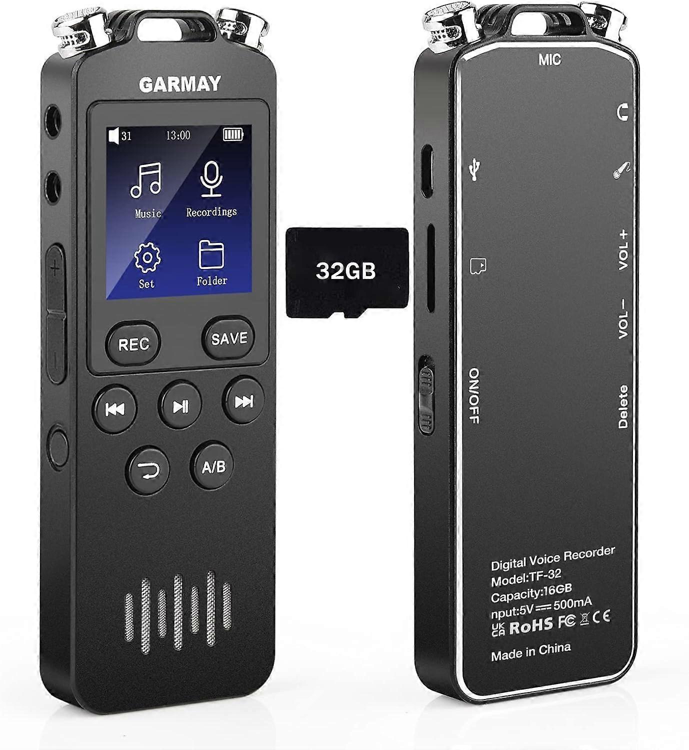 48GB ψηφιακή συσκευή εγγραφής φωνής αναβαθμισμένη ικανότητα εγγραφής 1536KBPS 3343Hours 32H συσκευή εγγραφής φωνής χρόνου μπαταρίας ενεργοποιημένη με τη συσκευή εγγραφής ήχου μείωσης θορύβου