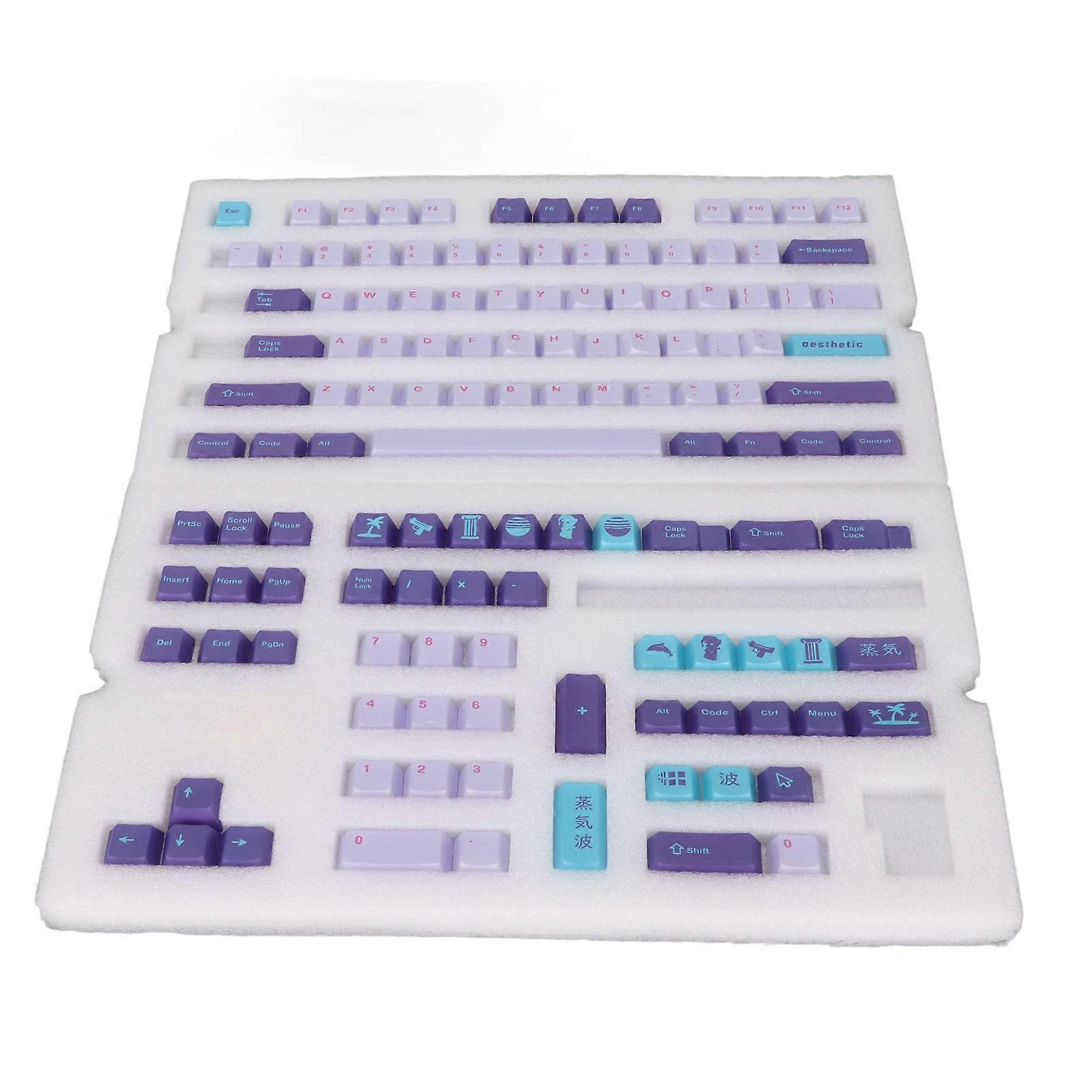PBT Keycaps 128 Keys Vivid Colors Fadeless Durable PBT Easy Installation Mechanical Keyboard Keycaps Vaporwave