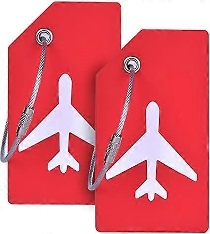 Silicone luggage tag with name ID card (red 2-pack label), very suitable for quickly discovering luggage and checking in during business trips