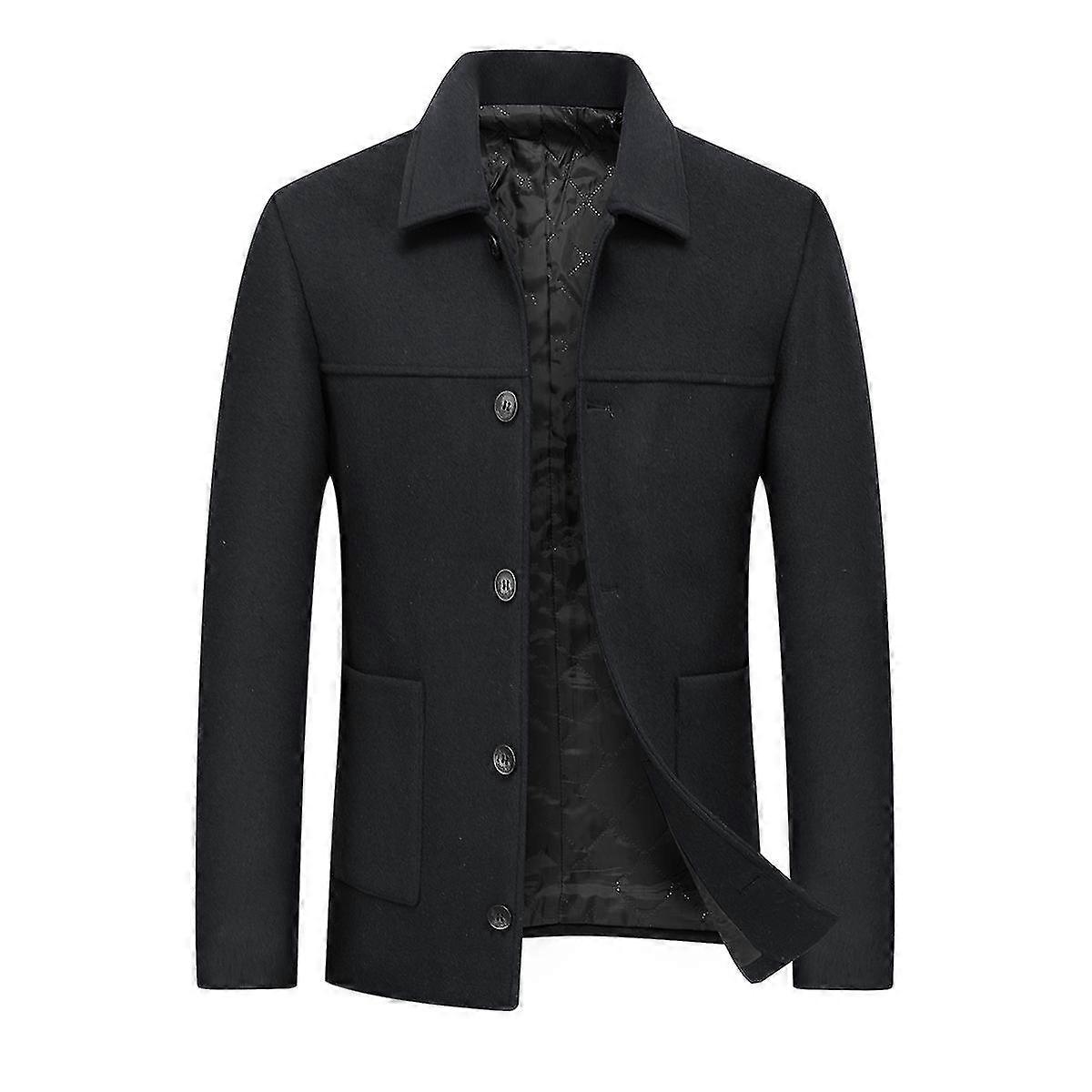 Men'S Solid Color Casual Single-Breasted Lapel Overcoat