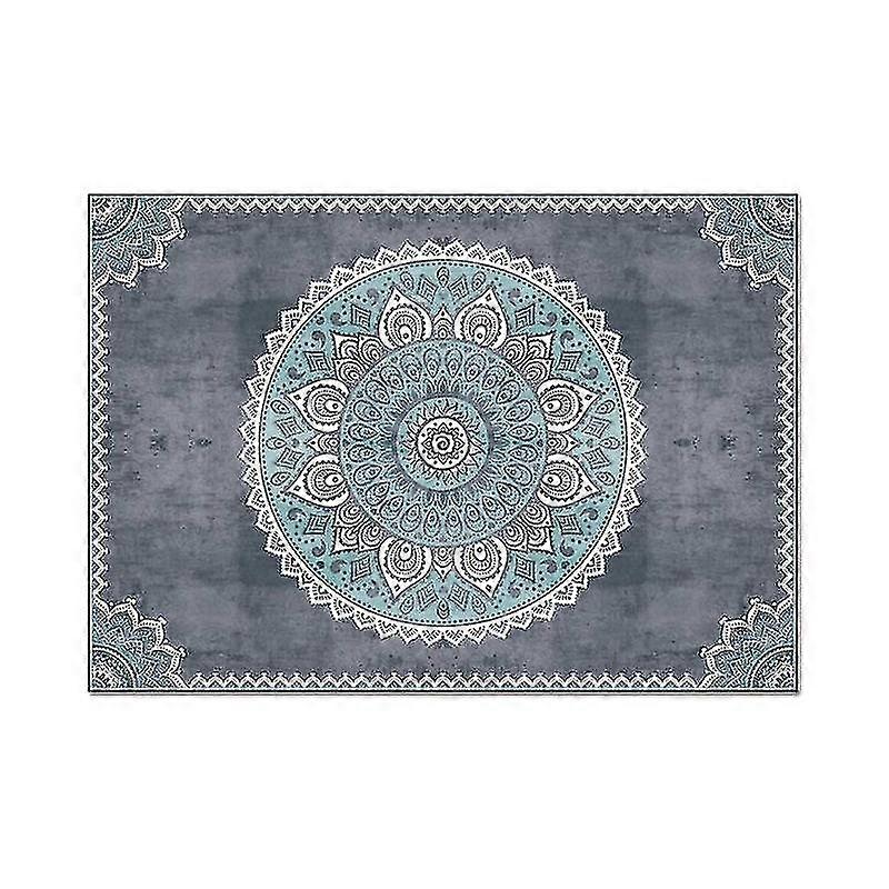 אפור כחול מנדלה שטיח סלון נורדי בסגנון אתני שטיח וינטאג' פשוט חדר שינה ליד המיטה שטיח מסדרון שטיח מטבח