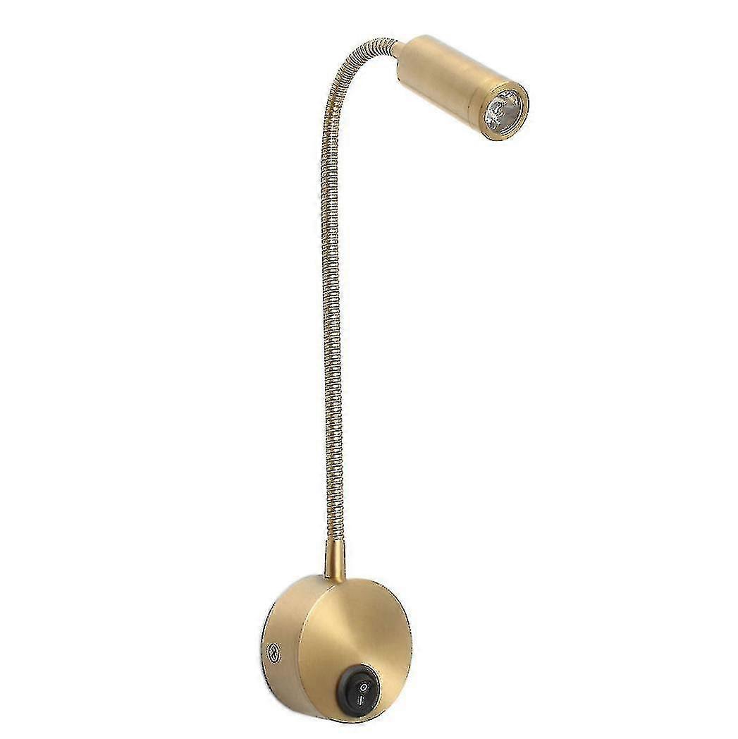 Reading Working Light Switch Headboard Wall With Flexible Gooseneck(gold,3w) Hk